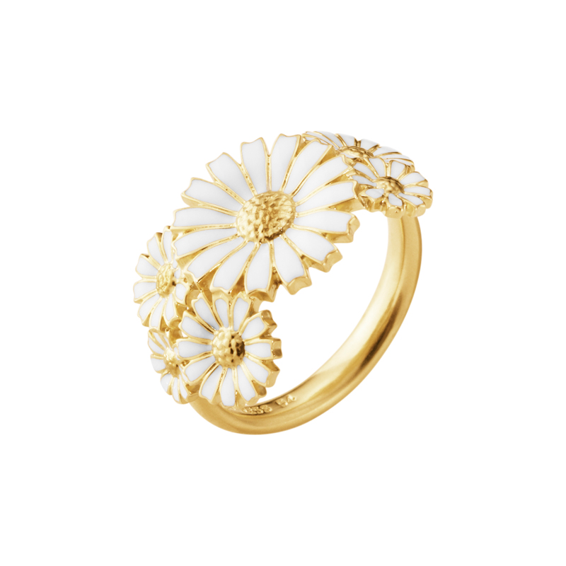 Georg Jensen Daisy Layered Ring I Guldbelagt Med Hvid Emalje Guldsmed Georg Jensen Daisy Layered Ring I Guldbelagt Med Hvid Emalje Guldsmed