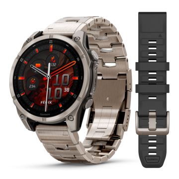 GARMIN Fenix 8 AMOLED Ø47 Sapphire, Titanium med ventileret titaniumlænke