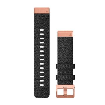 Garmin Sortmeleret nylon, rosaguld hardware 22 mm QuickFit