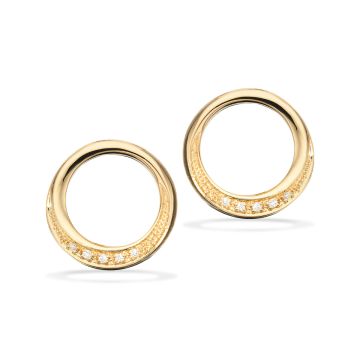 Scrouples 14 kt. guld Cirkel ørestikker med diamanter
