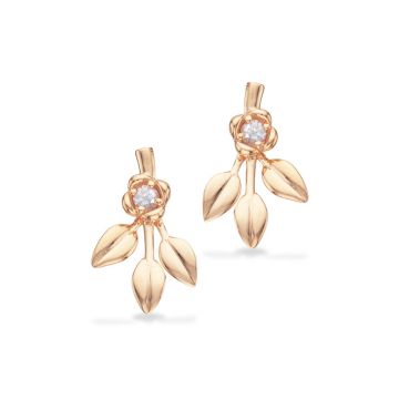 Scrouples PrimaVera 14 kt. guld blomster ørestikker med hvid safir