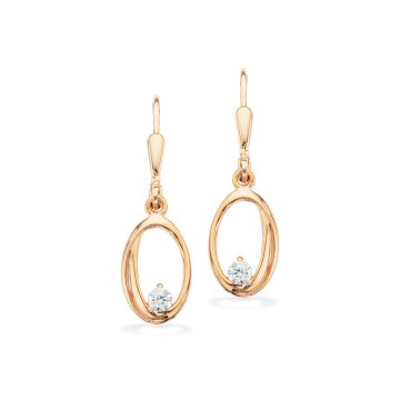 Scrouples ovale øreringe med cubic zirkonia i 8kt guld