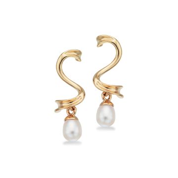 Scrouples øreringe i 8 kt med perle