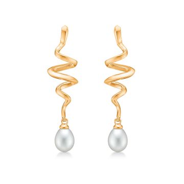 Mads Z Swirl Pearl øreringe i 14 kt guld