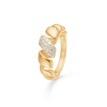 Mads Z Swirl with Diamond ring i 14 kt guld med diamanter