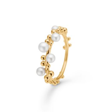 Mads Z Bubbles n´ Pearls ring i 14 karat guld med perle