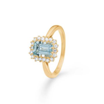 Mads Z Aquarelle ring i 14 karat guld med aquamarin og diamant