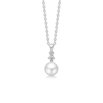 Mads Z Crown Pearl 14 kt. hvidguld vedhæng med diamant og perle