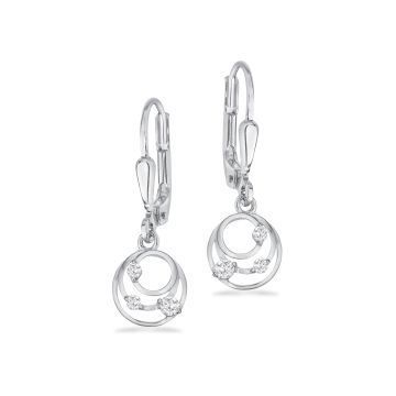 Scrouples øreringe i sølv med cirkelvedhæng med zirkonia