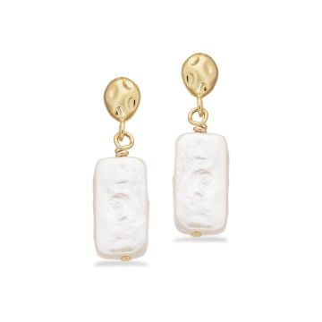 Scrouples øreringe i forgyldt med firkantede perler