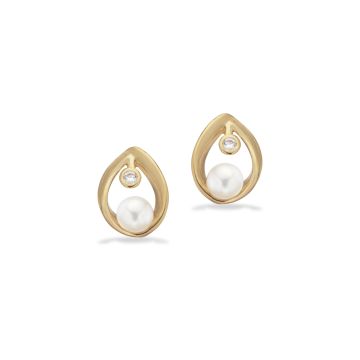 Scrouples øreringe i forgyldt med perler og zirkonia