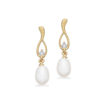 Scrouples øreringe i forgyldt med zirkonia og perler