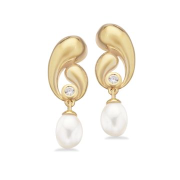 Scrouples øreringe i forgyldt med zirkonia og perler
