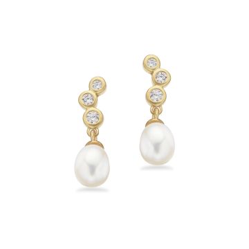 Scrouples øreringe i forgyldt med zirkonia og perler
