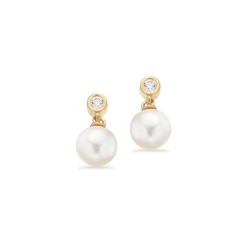 Scrouples øreringe i forgyldt med zirkonia og perler