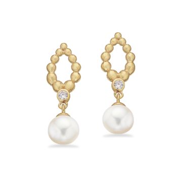 Scrouples øreringe i forgyldt med zirkonia og perler