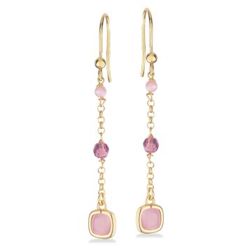 Scrouples øreringe i forgyldt med lyserøde sten