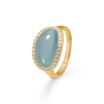 Mads Z m ring  i 18 karat guld med aquamarin og diamant