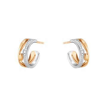 Georg Jensen Fusion åben ørering 1638 i rosaguld og hvidguld med brillanter