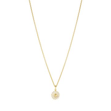 Georg Jensen Daisy vedhæng i forgyldt med hvid emalje - Ø11 mm