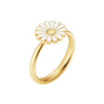 Georg Jensen Daisy ring i forgyldt med hvid emalje - Ø11mm