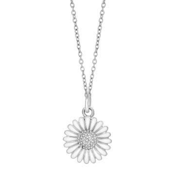 Siersbøl sølvvedhæng Marguerit 15mm inkl. kæde