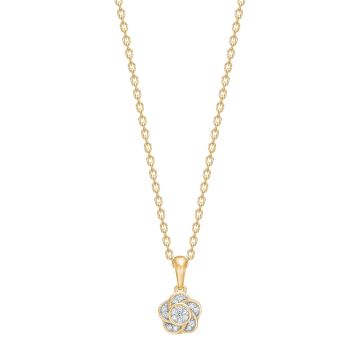 Siersbøl blomstervedhæng i 14 kt. guld med diamant - Inkl. forgyldt kæde