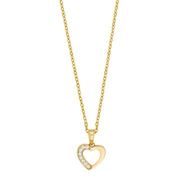 Siersbøl vedhæng i 14 karat guld med diamant. Inkl. forgyldt kæde