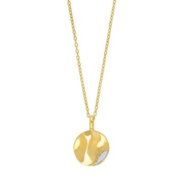 Siersbøl 14kt. guldvedhæng med diamant på i alt 0.02ct W/SI og forgyldt Sølv