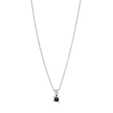 Siersbøl 14kt. hvidguldsvedhæng med safir 3,5mm inkl. sølvkæde