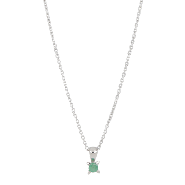 Siersbøl 14kt. hvidguldsvedhæng med smaragd 3,5mm inkl. rhod. kæde