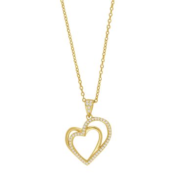 Siersbøl forgyldt sølv vedhæng med hjerter 18mm inkl. kæde