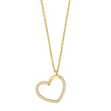 Siersbøl forgyldt sølvvedhæng hjerteplade med cubic zirkonia