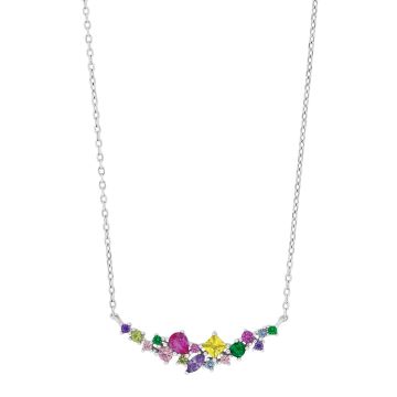 Joanli Nor MetteNor halskæde i sølv med multifarvet kubisk zirkon