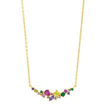 Joanli Nor MetteNor halskæde i forgyldt med multifarvet kubisk zirkon