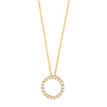 Joanli Nor ObiNor cirkel halskæde i guldbelagt med zirkon Ø14