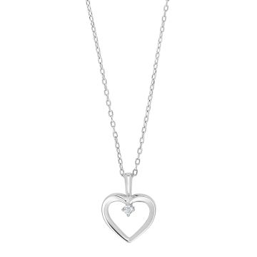Joanli Nor OdaNor hjerte halskæde i sølv med zirkon