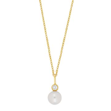 Siersbøl vedhæng i 8 karat guld med zirkon. Inkl. forgyldt kæde
