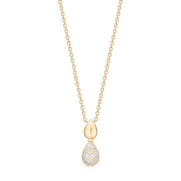 Siersbøl vedhæng i 8 kt. guld med cubic zirkonia - Inkl. forgyldt kæde