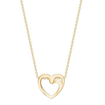Siersbøl hjertevedhæng i 8 kt. guld - Inkl. forgyldt kæde