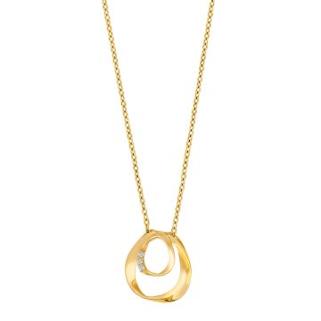 Siersbøl vedhæng i 14 karat guld med diamant. Inkl. forgyldt kæde