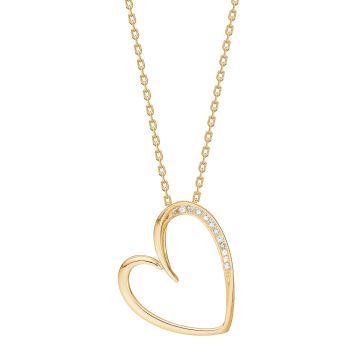 Joanli hjertehalskæde i forgyldt med cubic zirkonia - Inkl. kæde