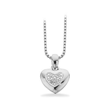 Scrouples diamant hjerte vedhæng i 14kt hvidguld med sølv kæde