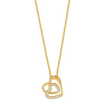 Siersbøl vedhæng i 8 karat guld med zirkon. Inkl. forgyldt kæde