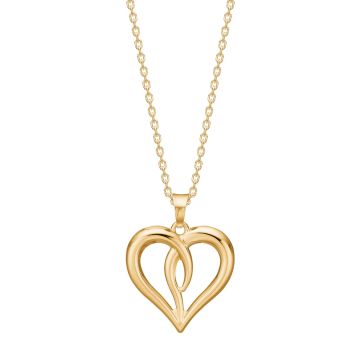 Siersbøl hjerte vedhæng i 8kt. guld - inkl. forgyldt kæde