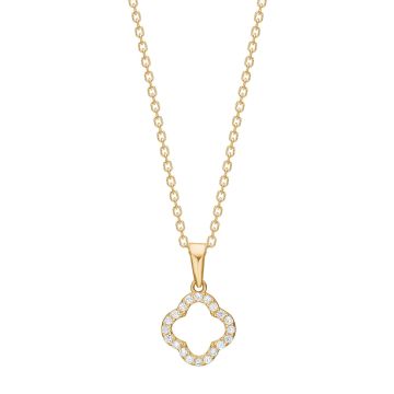 Siersbøl vedhæng i 8 kt. guld med cubic zirkonia - Inkl. forgyldt kæde