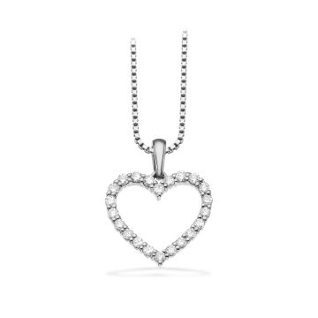 Scrouples Dazzling 14 kt. hjerte vedhæng med brillanter 0,25ct W/SI. med sølvkæde