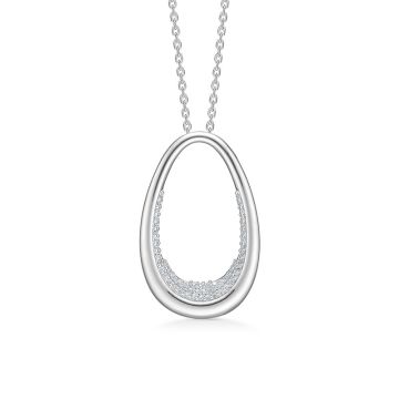 Mads Z Ellipse sølv halskæde med hvid topas