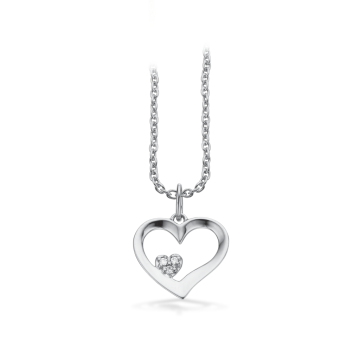 Scrouples sølv halskæde med 8 kt hvidguld hjerte 0,03 ct brillant w/si