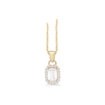 Scrouples roset baguette vedhæng i 8 kt guld med zirkonia - inkl. forgyldt halskæde